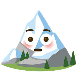 Flushed face and Snow-capped mountain