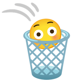 Flushed face and Wastebasket