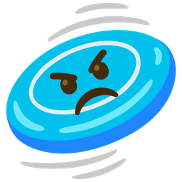 flying disc and angry face