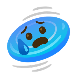 flying disc and anxious face with sweat