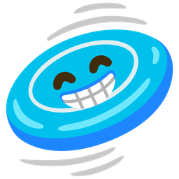 Flying disc and Beaming face with smiling eyes