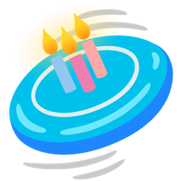 flying disc and birthday cake