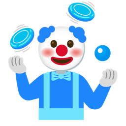 flying disc and clown face