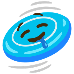 flying disc and drooling face