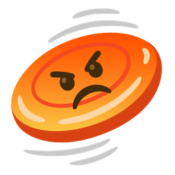 flying disc and enraged face