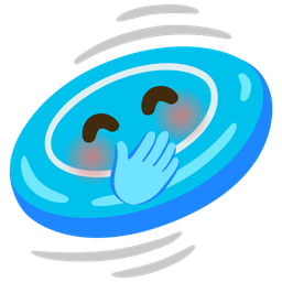 Flying disc and Face with hand over mouth