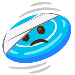 flying disc and face with head-bandage