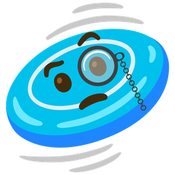 flying disc and face with monocle