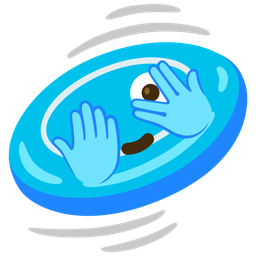 flying disc and face with peeking eye