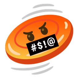 Flying disc and Face with symbols on mouth