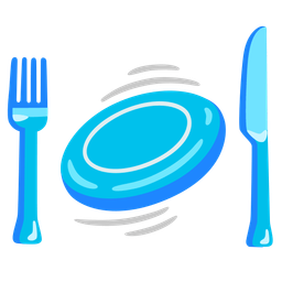 flying disc and fork and knife with plate