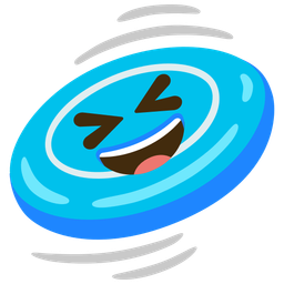 Flying disc and Grinning squinting face