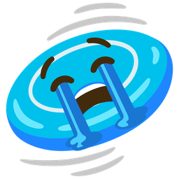 Flying disc and Loudly crying face