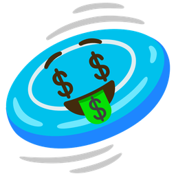 Flying disc and Money-mouth face