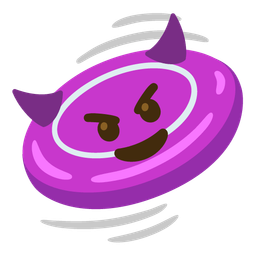 flying disc and smiling face with horns