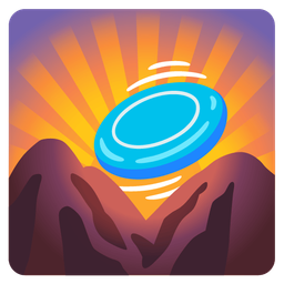 flying disc and sunrise over mountains