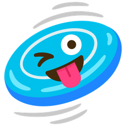 Flying disc and Winking face with tongue