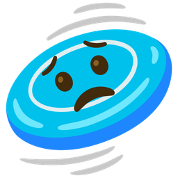 flying disc and worried face