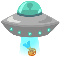 flying saucer and 3rd place medal