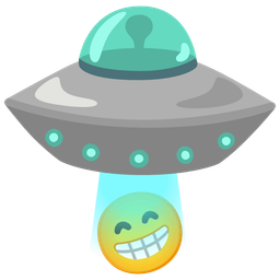 Flying saucer and Beaming face with smiling eyes