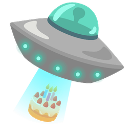 flying saucer and birthday cake