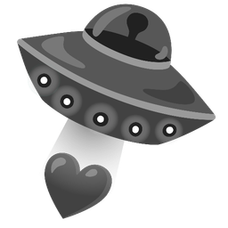 flying saucer and black heart