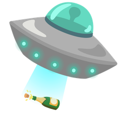 flying saucer and bottle with popping cork