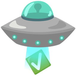 flying saucer and check mark button