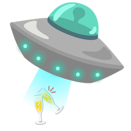 flying saucer and clinking glasses