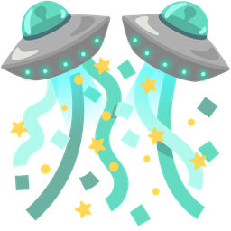 flying saucer and confetti ball