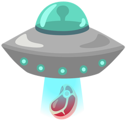 flying saucer and cut of meat