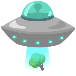 flying saucer and deciduous tree