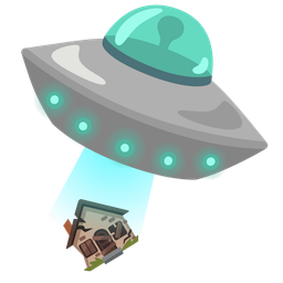 flying saucer and derelict house