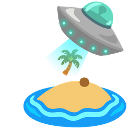 flying saucer and desert island