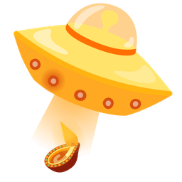 flying saucer and diya lamp