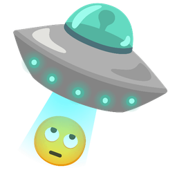 flying saucer and face with rolling eyes