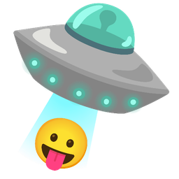 Flying saucer and Face with tongue