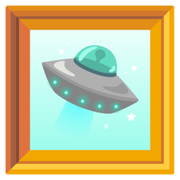 flying saucer and framed picture