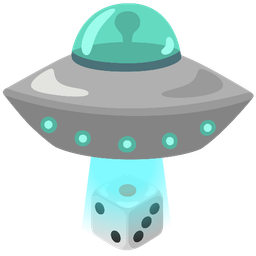 flying saucer and game die