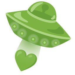 flying saucer and green heart