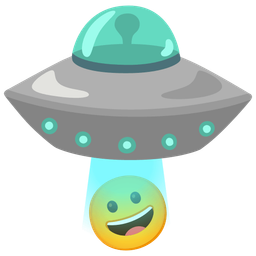Flying saucer and Grinning face