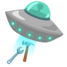 flying saucer and hammer and wrench