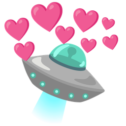 flying saucer and heart with arrow