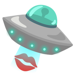 flying saucer and kiss mark