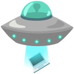 flying saucer and laptop