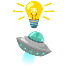 flying saucer and light bulb