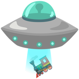 flying saucer and locomotive