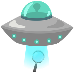 flying saucer and magnifying glass tilted right