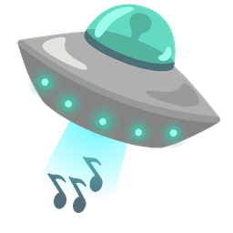 flying saucer and musical notes
