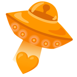 flying saucer and orange heart